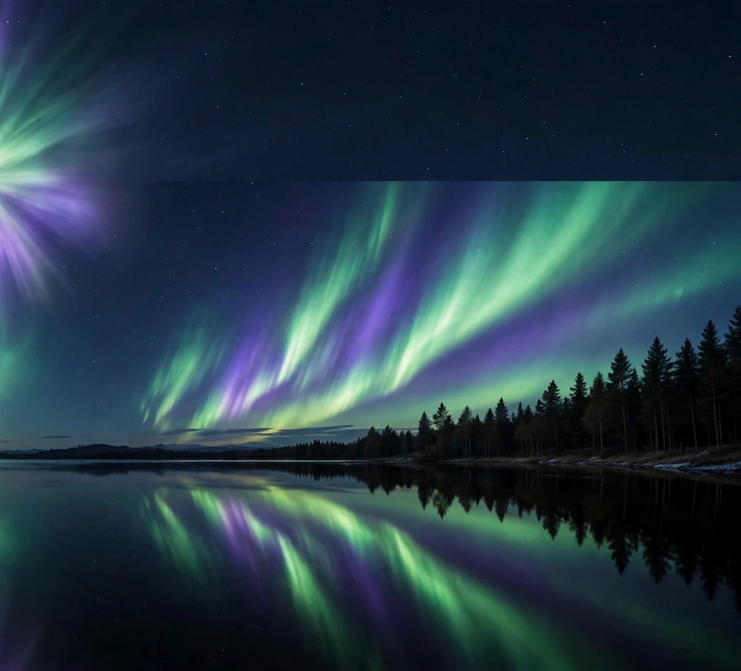 Aurora Mirror Lake cover wallpaper