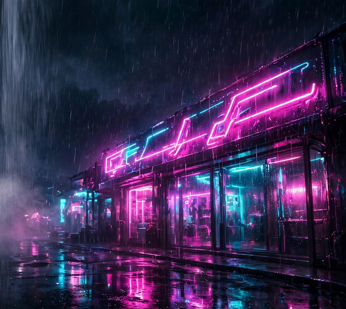 Neon Rain Alley cover wallpaper