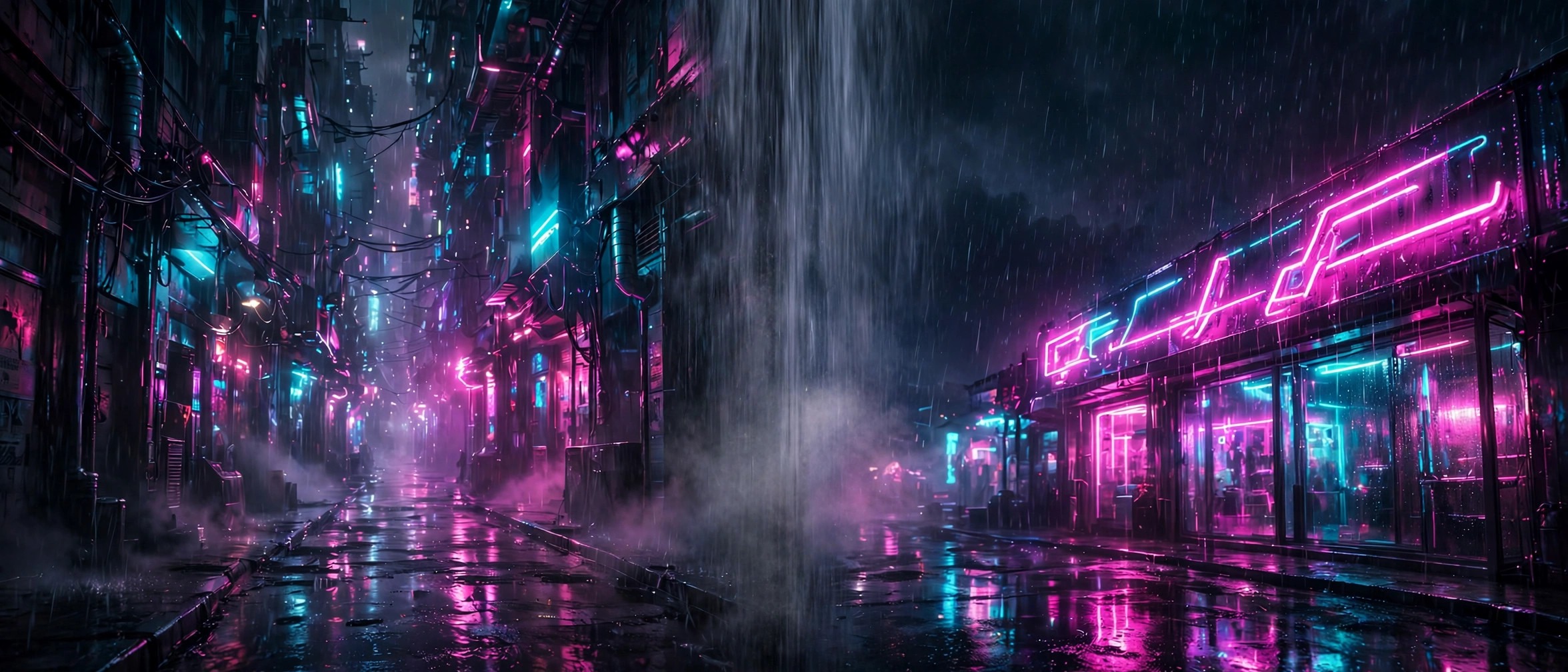 Neon Rain Alley inner display