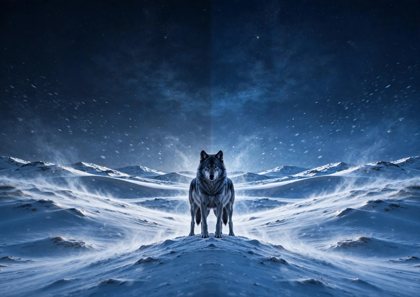 Wolf Snow Night inner display
